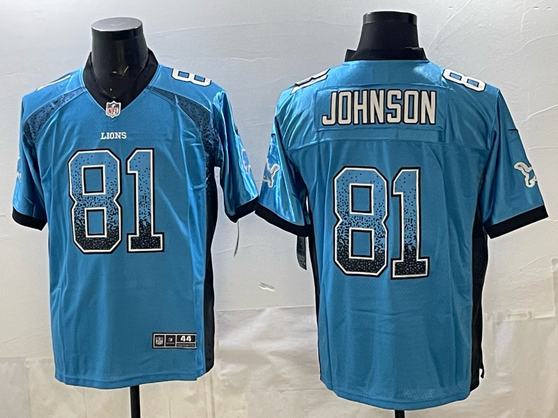 2026 Men Detroit Lions #81 Johnson blue Nike Limited NFL Jersey 002